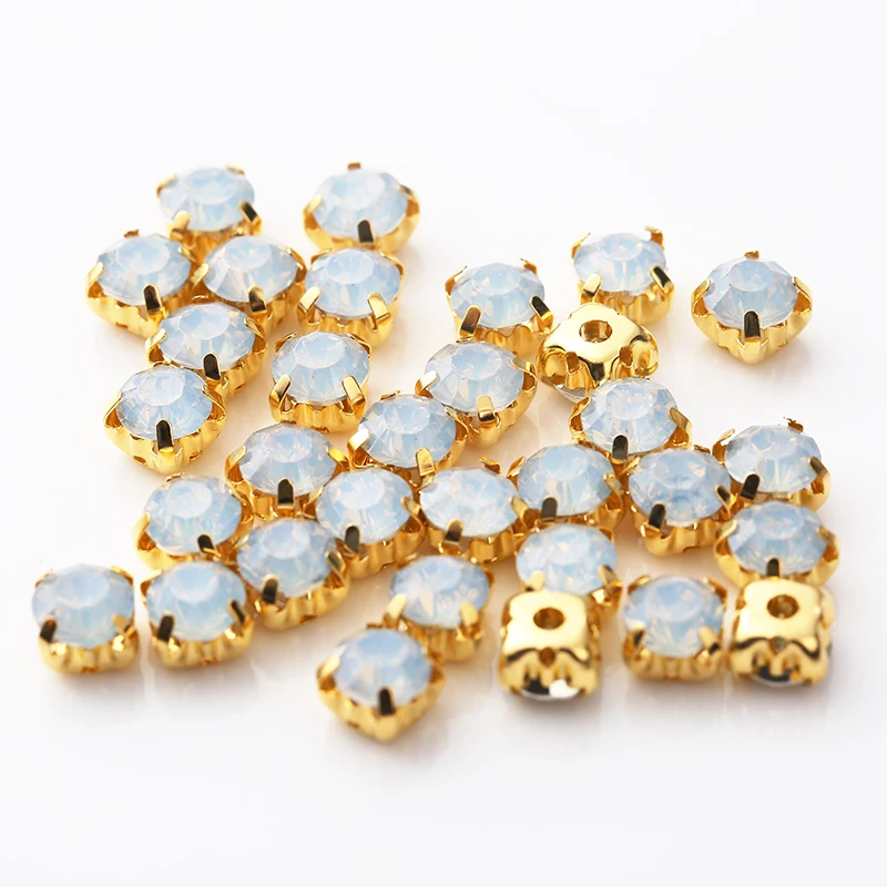RESEN 6 мм Смешанные фантазийные опаловые цвета смолы пришивные стразы с золотым