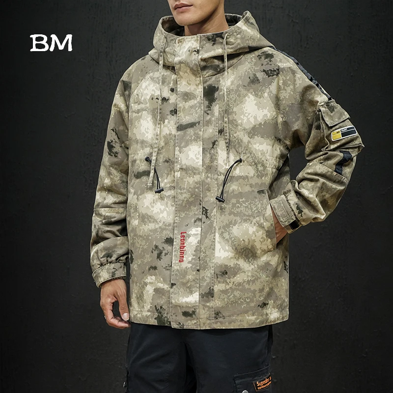 Модная камуфляжная куртка мужская 2019 комбинезоны Японская уличная Толстовка
