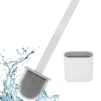 silicone bristles toilet brush and holder for bathroom storage and organization compact wall hang cleaning kit wc accessories