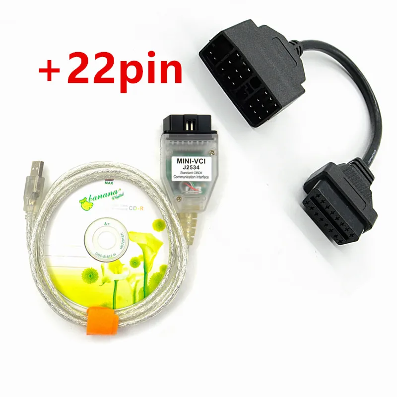 Новое поступление Одиночный кабель Mini-VCI J2534 для TOYOTA TIS Techstream V14.2 диагностический кабель MINI VCI - Цвет: add 22pin cable