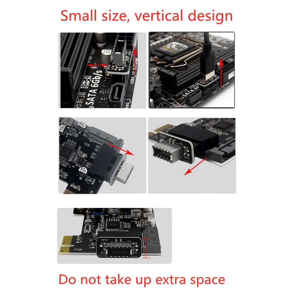 USB Header Adapter USB3.0 19P/20P to TYPE-E 90 Degree Converter Chassis Front TYPE C Plug Port for Computer Mining Motherboard | Компьютеры