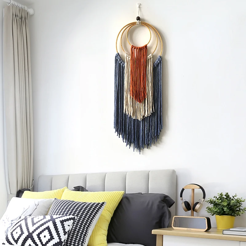 

Mexican Home Decoration Hand-woven Macrame Dyed Tapestry Wall Hanging Living Room Bedroom Study Boho Decor Wall Tapestry