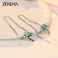 zdadan 2021 new 925 sterling silver coconut tree long chain drop earrings for women fashion jewelry gifts