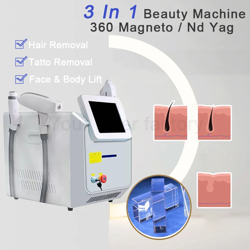 

Аппарат для удаления волос 360 Magneto OPT IPL SHR, 3 в 1, неодимовый лазер Yag, татуировки, 1064 нм, 532 нм, косметологический аппарат для удаления лица
