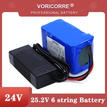 VariCore 24V 6s 4A 6A 8A 10A 18650 battery pack 25.2V 12Ah Li-ion battery for bicycle battery 350W E bike 250W motor+Charger