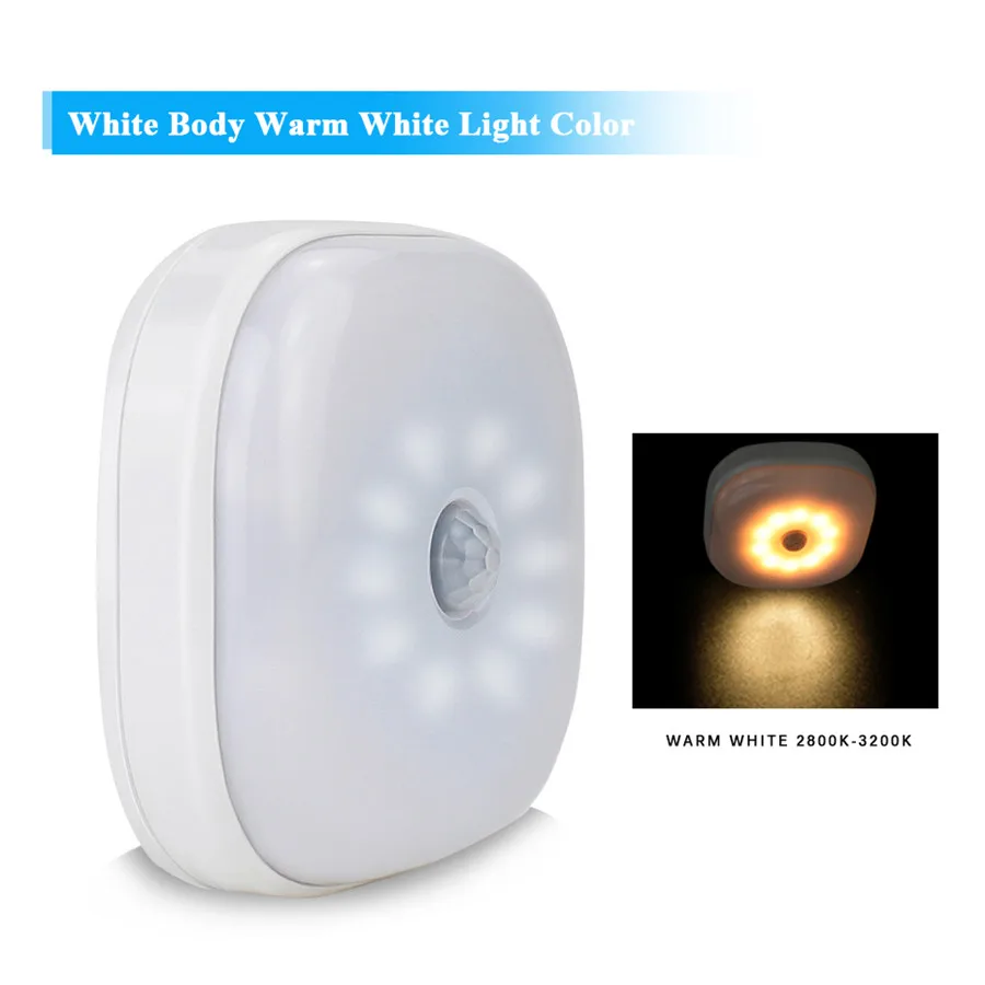 10leds WW--B PIR датчик движения светодиодный свет под шкафом батарея мощность шкаф гардероб ночник паста для кухни стены Лестничные светильники Освещение - Цвет: 10leds WW--B
