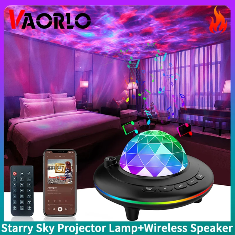 RGB Starry Sky Projector Night Lamp Romantic Colorful Nightlight Wireless Speaker Player For Child Birthday Christmas Gifs