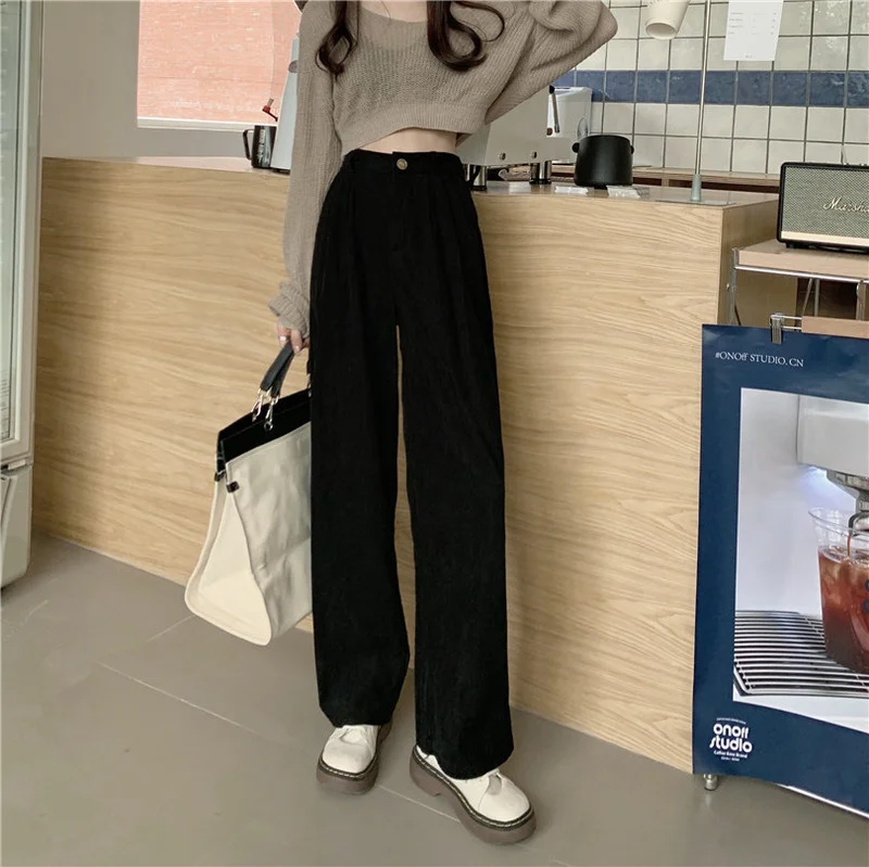 

Real Shot Cost-effective Corduroy Wide-leg Pants Autumn and Winter Height.Kio