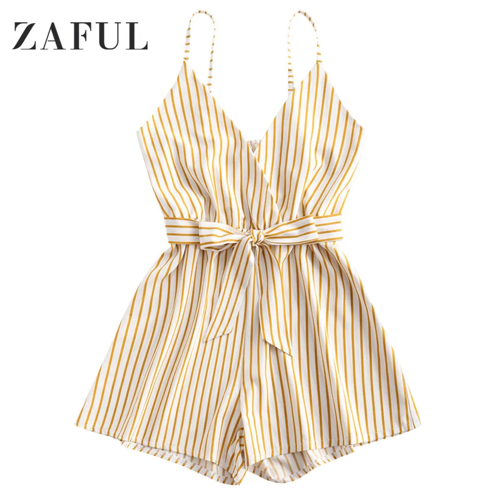 ZAFUL полосатый комбинезон на бретелях | Женская одежда