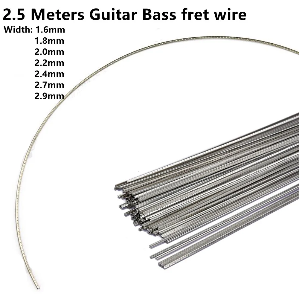 8FT Bass Guitar Fingerboard Fret Wire Copper Nickel Cupronickel Silver Gauge 1.6/1.8/2.0/2.2/2.4/2.7/2.9mm Copper Nickel Alloy
