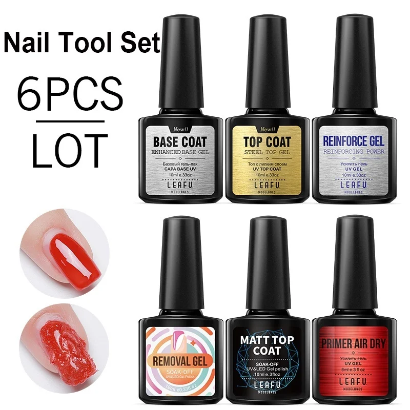 Modelones Soak Off Базовый Топ Гель лак для ногтей набор долговечный усиленный