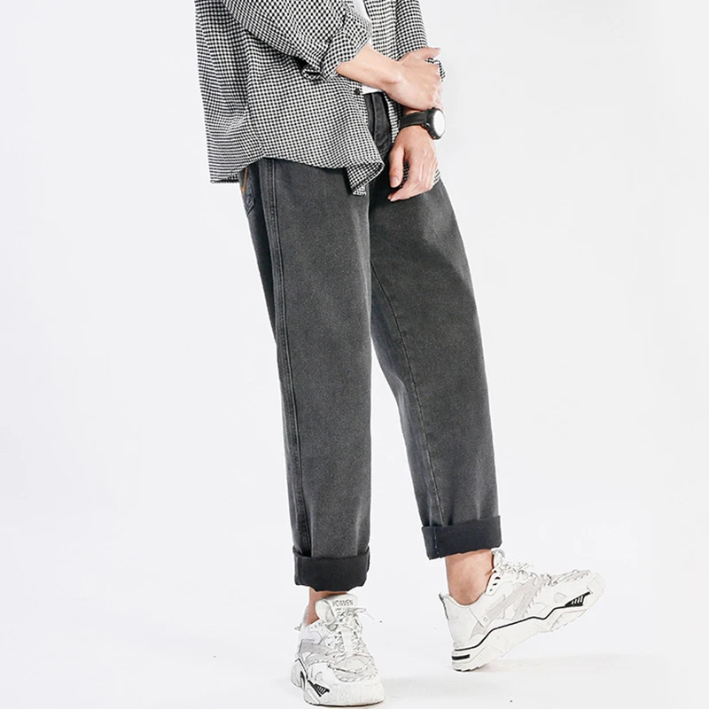 

Jeans Spring Summer Men's New Loose Denim Trousers Mens Mid Waist Straight Jeans For Male Korean Youthful Casual Long Denim Pant