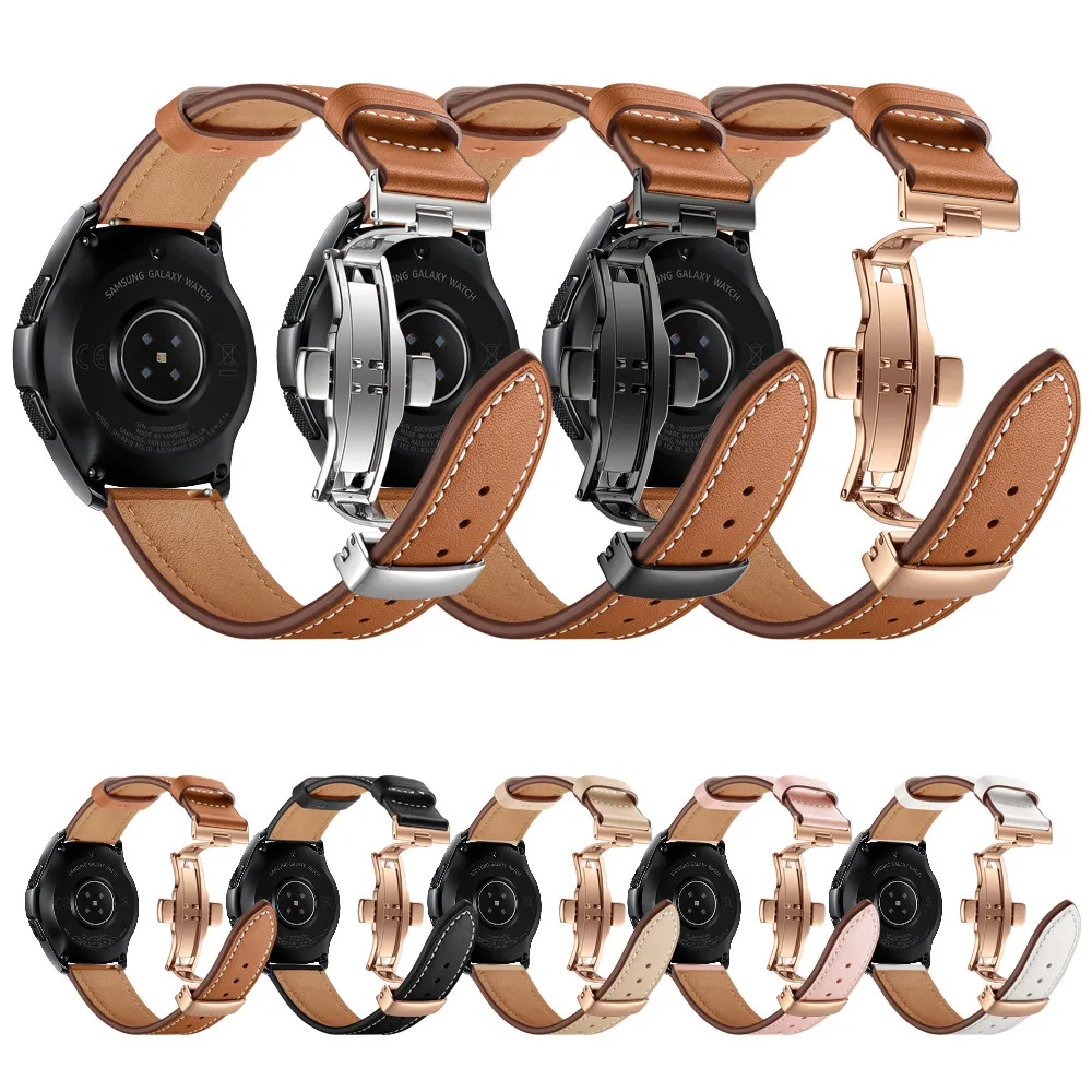 20mm Leather Band for Garmin Vivoactive 3/Venu/SQ/2 Plus Strap for Samsung Galaxy Watch 5 4 3 Classic Bracelet 40mm 44mm Active