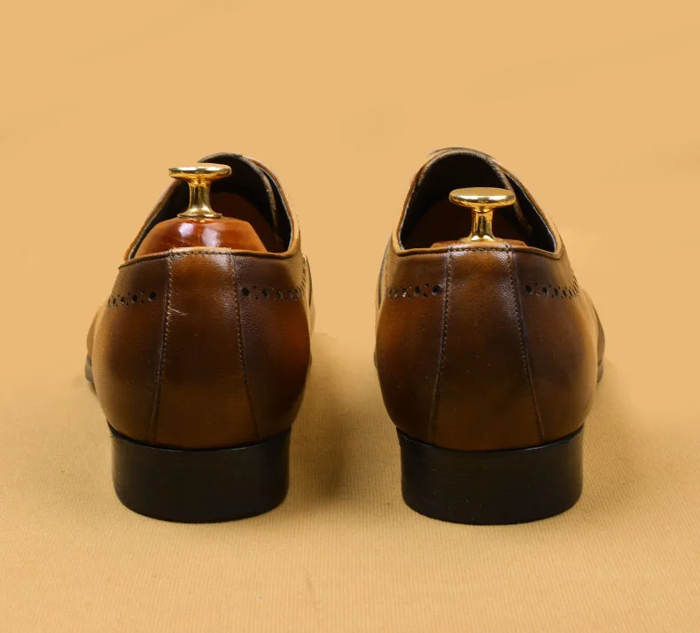 

QYFCIOUFU Fashion Men's Oxford Shoes Genuine Leather Dress Shoe Italian Handmade Unique Office Wedding Mens Party Shoes Formal