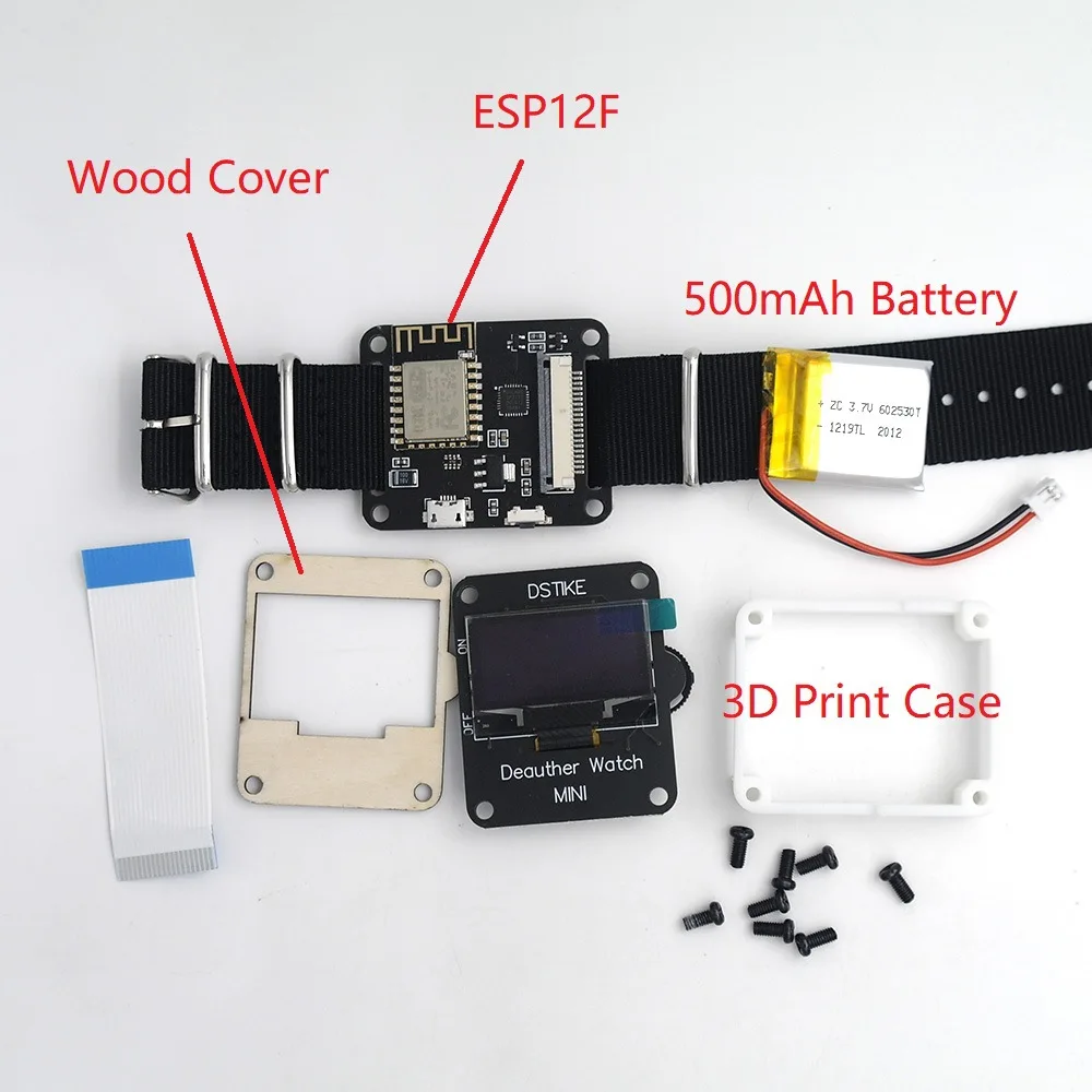 

Development Board DSTIKE Deauther Watch V1 OLED Display Wearable ESP8266 Programmable Development Board with Watchband