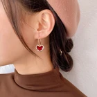 Ювелирные изделия из сплава в форме сердца с красной эмалью, милые модные стильные серьги для женщин, девушки, свадебный банкет, винтажные милые висячие серьги