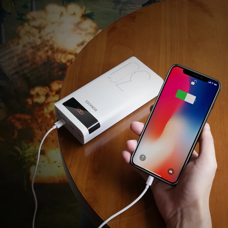повербанк 30000 мАч ROMOSS Sense 8P+ power Bank портативный внешний аккумулятор с PD