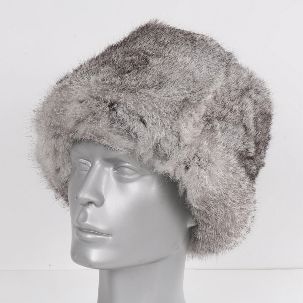 Шапка бомбер зимняя уличная мужская шапка из натурального кроличьего меха