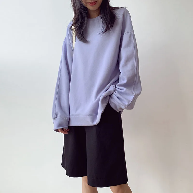 

Women Solid color Sweatshirts Oversize Long Sleeve O-Neck Loose Pullovers Female Tops Spring Casual Sweatshirts