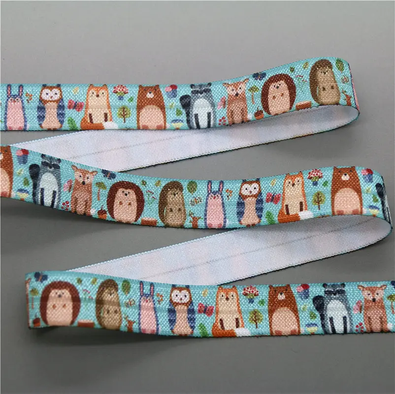 DUWES 5/8 Дюймов 5 ярдов эластичный складной головной убор с принтом животных лисы