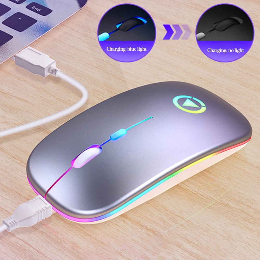 Светодиодный подсветка эргономичная игровая Мышь Беспроводной Bluetooth RGB