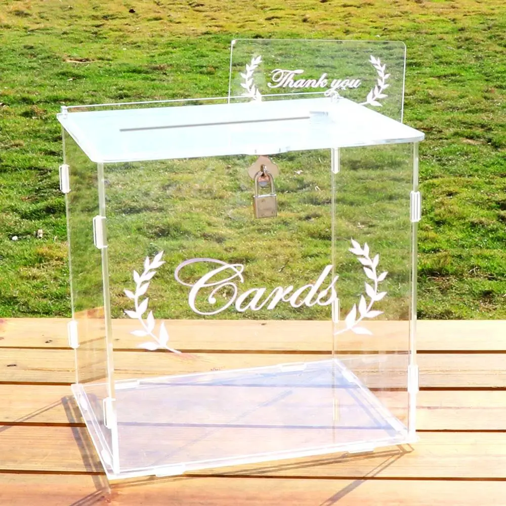 

OurWarm 2020 New Wedding Card Box Acrylic Clear Innovation Card Box Wedding Anniversary Baby Shower Decorations Card Box 25.5*23
