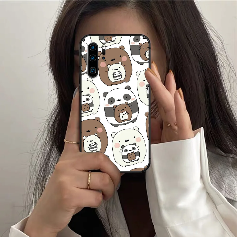 

We panda Ice Bear Cartoon Phone Case For HUAWEI P 10 20 30 40 Pro Lite Smart Plus Z 2019 Nova 7i 5T black Funda Luxury Cover
