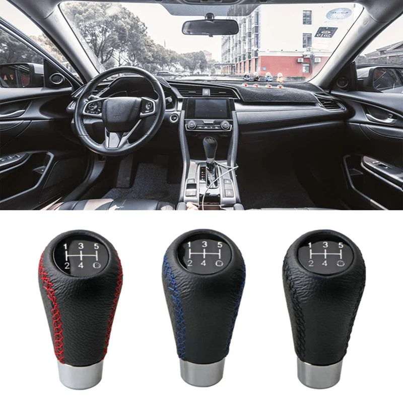 

Universal Car Gear Shift Knob Head 5 Speed Manual Shifter Lever Stick PU Leather Car Replacement Gearstick Auto Accessories