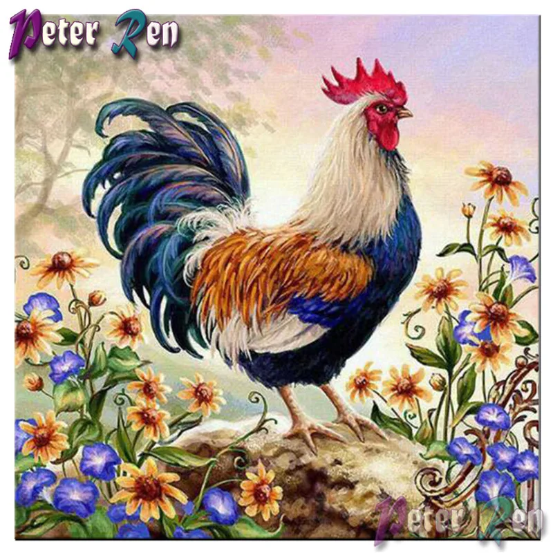 

5D animals Rooster and flower Diamond Painting DIY full Square\Round Rhinestone Embroidery Mosaic Modern home decoration