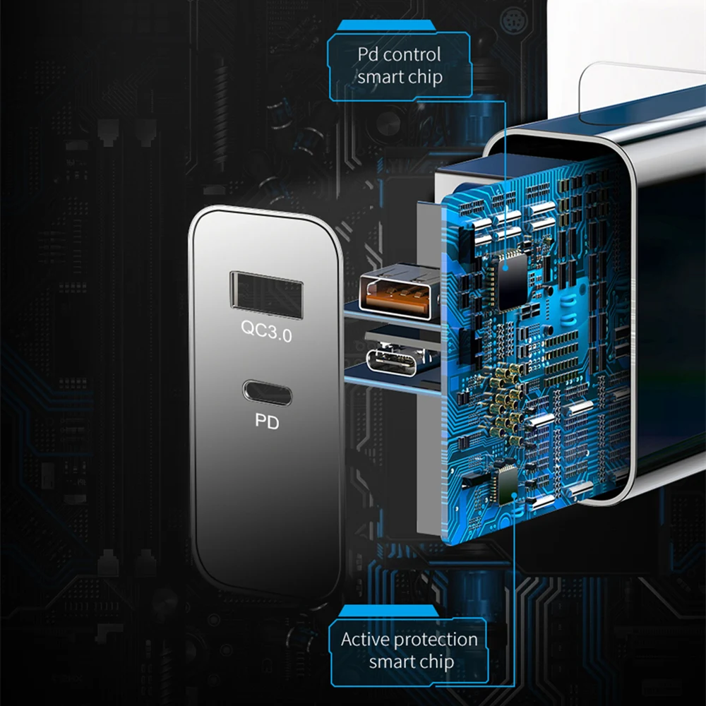 Портативное зарядное устройство с двумя портами USB Type C 18 Вт|Зарядные устройства