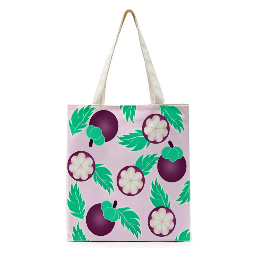 Оригинальная парусиновая сумка для покупок с фруктовым принтом рекламная