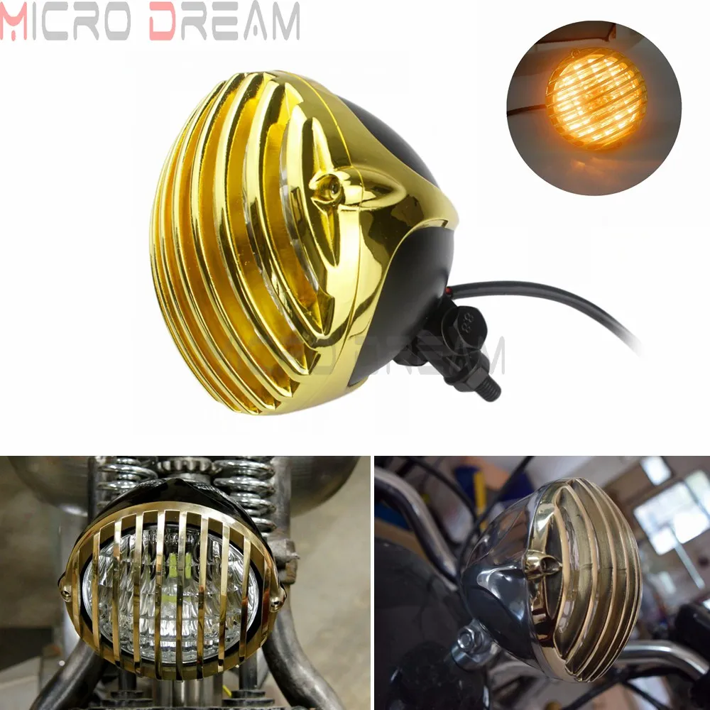 Мотоциклетные латунные зубчатый головной светильник в стиле ретро крышка гриля