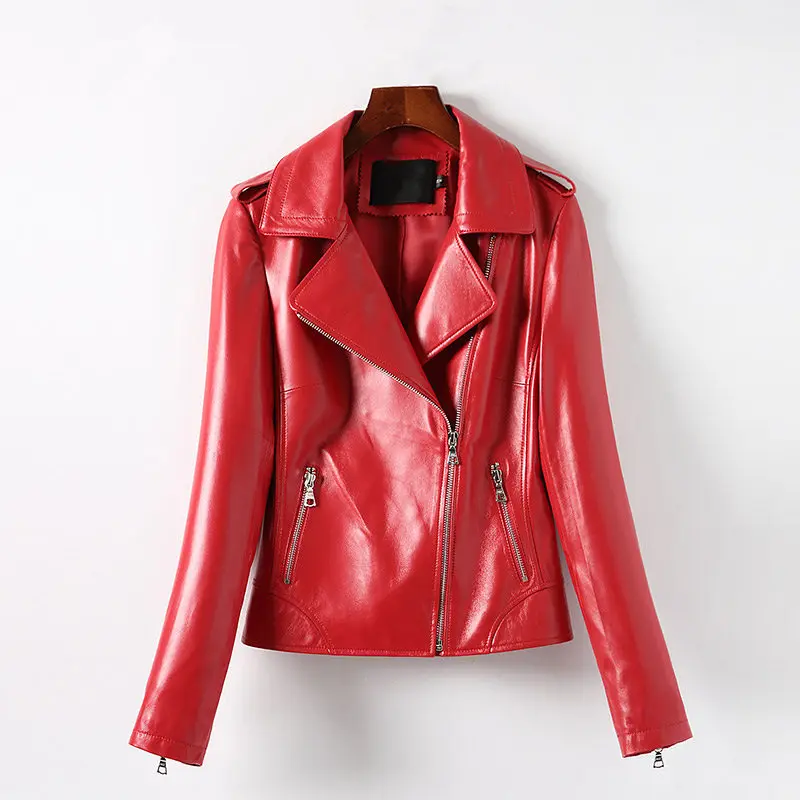 Genuine Leather Jacket Women Real Sheepskin Leather Bomber Jackets Spring Autumn Motocycle Plus Size 4XL Coats MF592