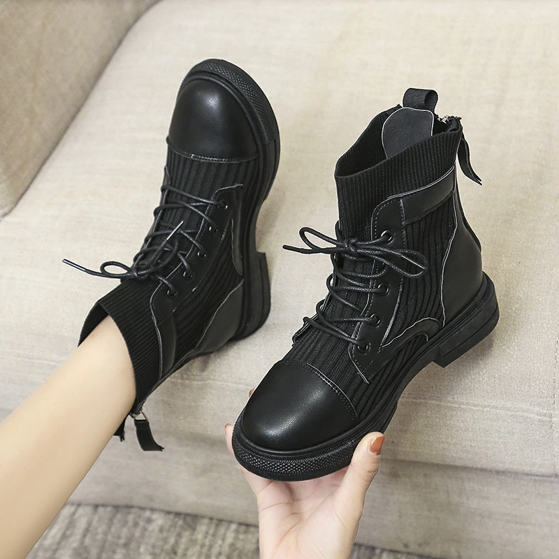 

Women's Martin Boots Solid Color Lace-up Platform Non-slip Women's Boots Comfortable and Lightweight Outdoor Non-slip Boots 2021