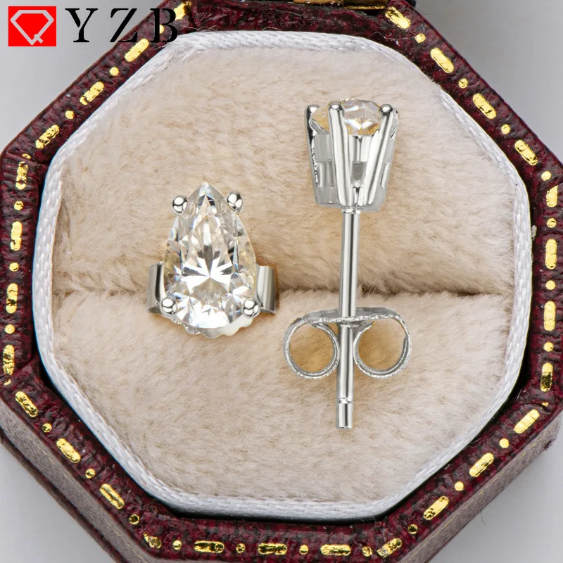 

QYZB 0.5/1ct D Color 925 Silver Sterling Water Drop Top Quality Moissanite Earrings for Women Birthday Party Jewelry Luxury Gift