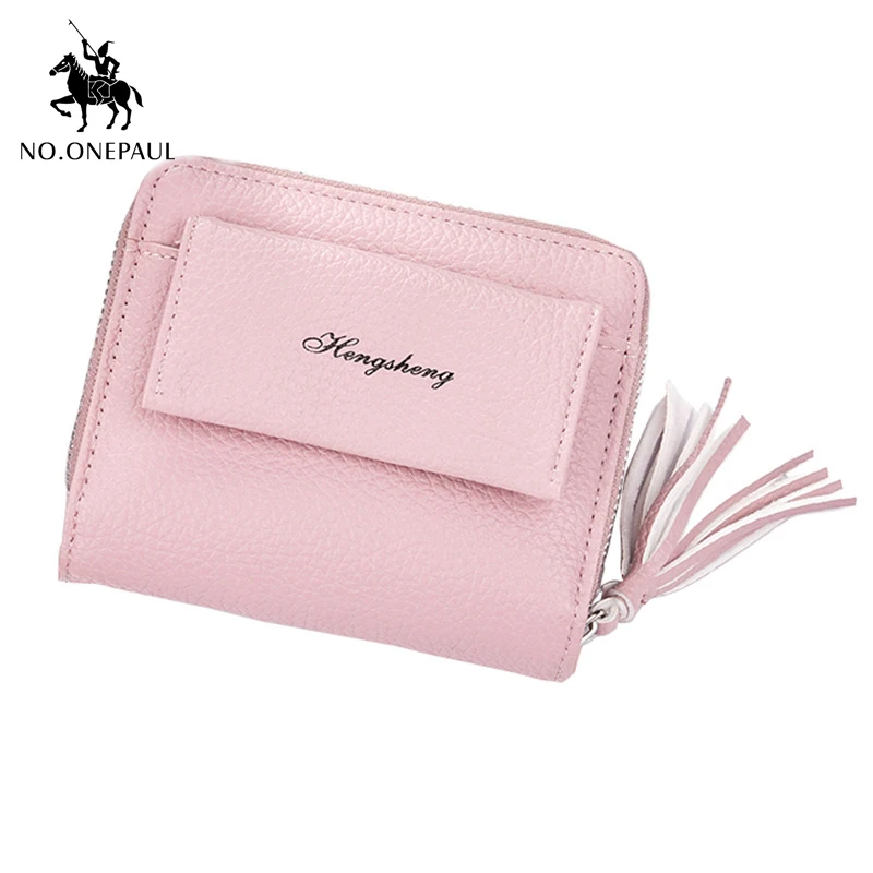 

NO.ONEPAUL 2020 New Women's wallet short wild zipper bag wallet women Korean fringed lychee buckle coin purse