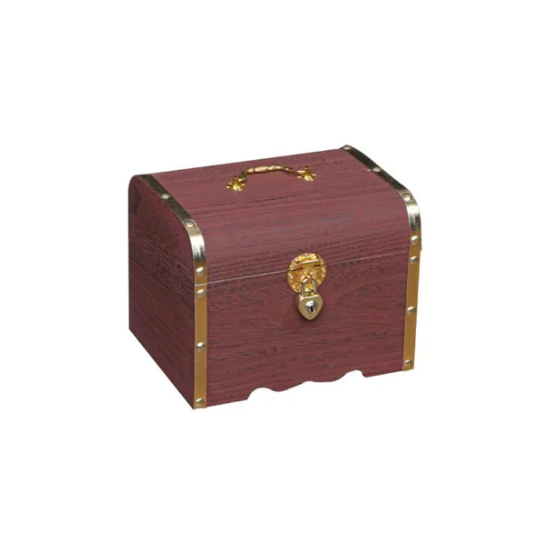 

Vintage Pirate Treasure Wooden Piggy Bank Cash Coins Safe Money Saving Box Kids Children's Day Birthday Gift With Heart Lock