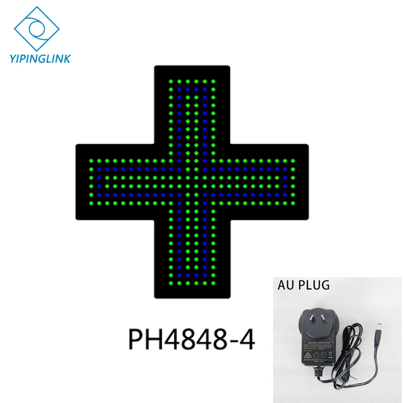 PH4848-4-AU PLUG Зеленый синий светодиодный знак Креста высокой яркости маленький размер 48*48 см медицинский магазин Неоновый крест Крытый крест доска - Мощность в ваттах: PH4848-4-AU PLUG