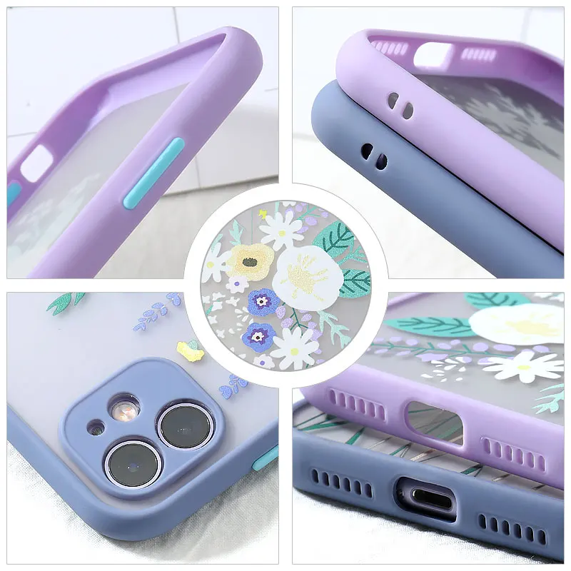 

3D Phone Case For iphone 11 12 Pro Max Case Luxury Floral Hard PC Fundas For Iphone 7 8 12 Mini XR X XS SE 2020 6 6s plus Covers