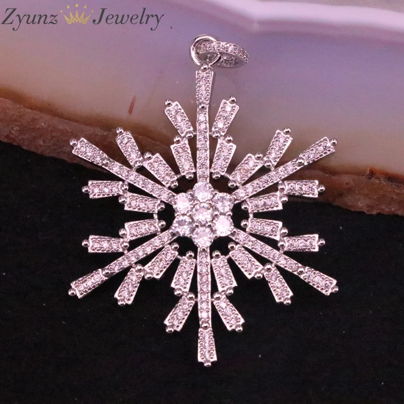

5PCS, Exquisite CZ Silver Color Snowflake Earrings/Necklace Pendant, Clear Cubic Zirconia Snowflake Christmas Gift.