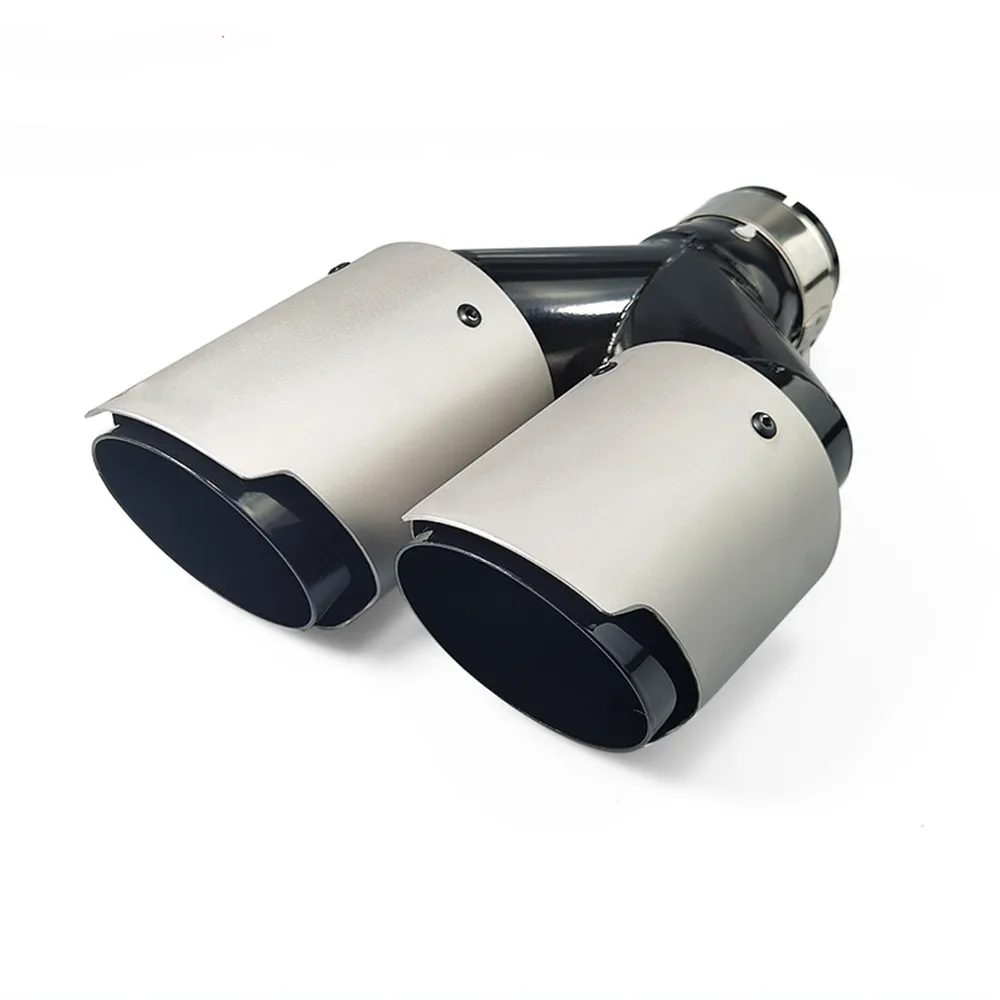 1 шт. двойной глянцевый серебряный наконечник выхлопной трубы Y-образный