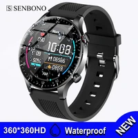 senbono ip68 waterproof smart watch men women 360360 hd screen clock spo2bphr fitness tracker sports mens womens smartwatch
