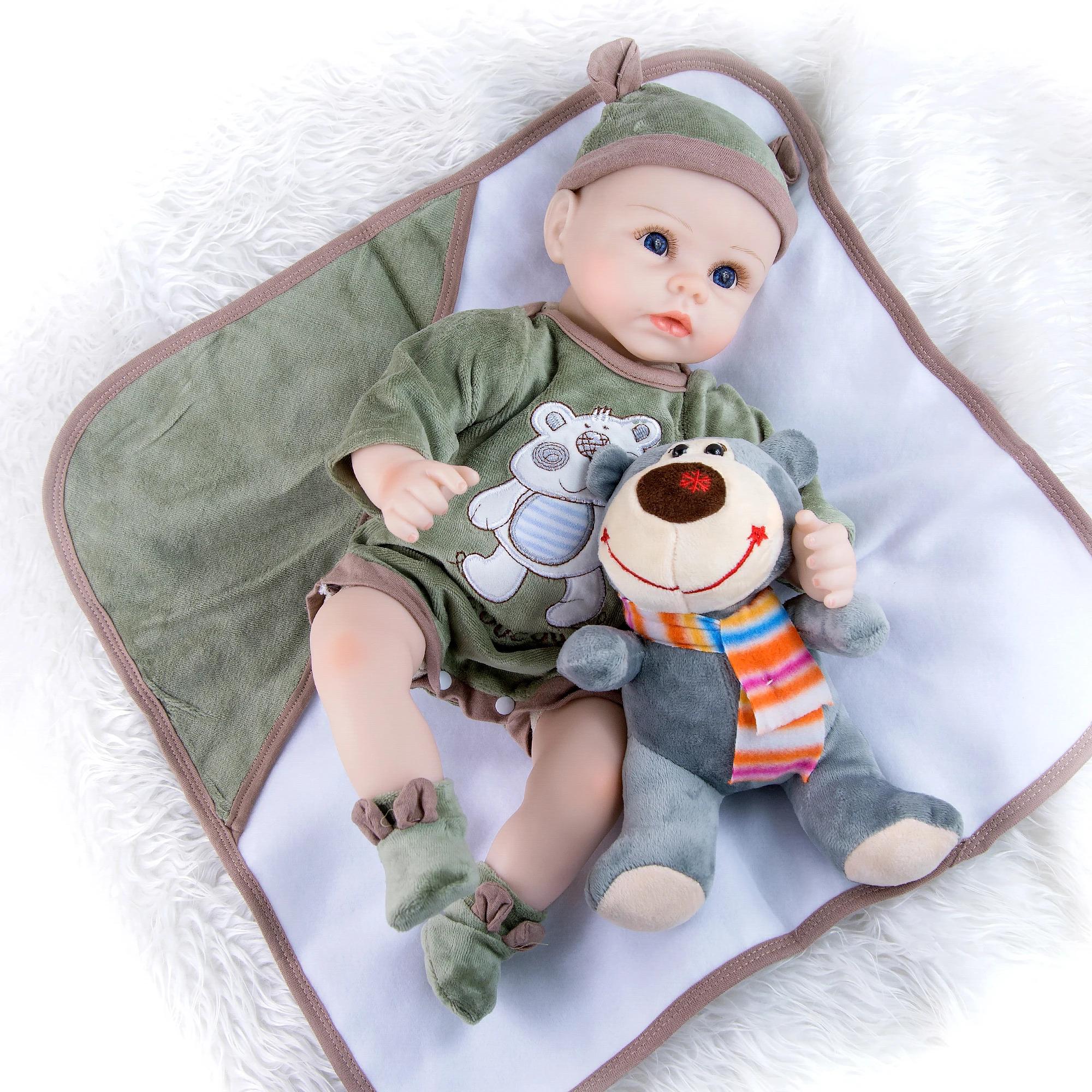 KEIUMI New Design Reborn Baby Doll 48 cm Silicone Soft Cloth Body Realistic Newborn Boy Toy Beld Head Toddler Birthday Gift | Игрушки и
