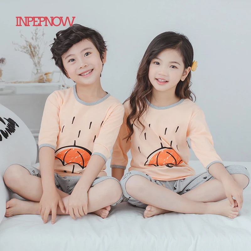 INPEPNOW/Повседневный детский пижамный комплект Infantil пижама с короткими рукавами