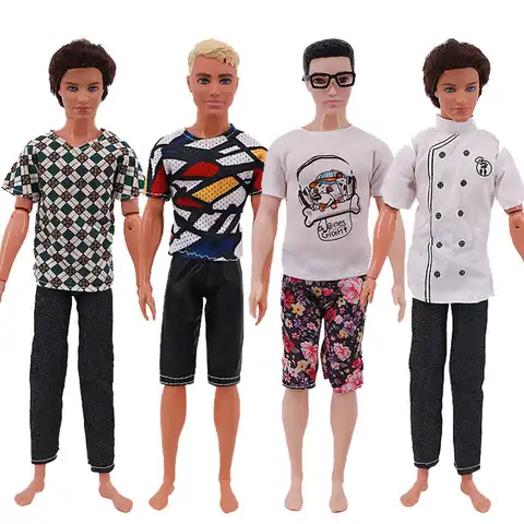 32 см Кен комплект одежды из 4 вещей, смешивать стили для мужчин Детские комплекты одежды с футболкой: комуфляжная футболкаишорты и шорты, под...