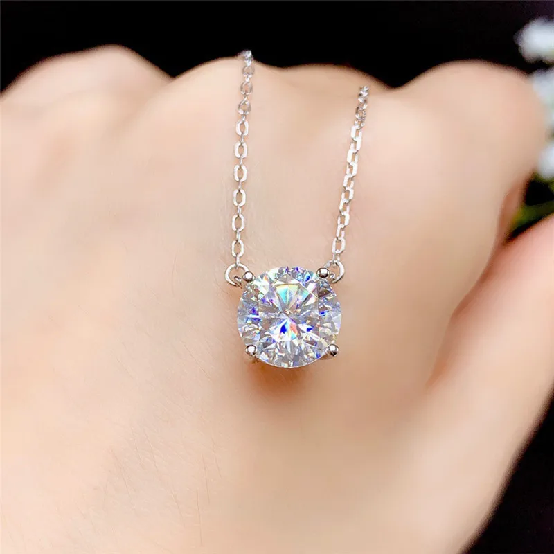 

Moissanite Necklace 0.5ct 1ct 2ct 3ct vvs Lab Diamond 925 Silver Pendant for Female Wedding Party Gift Birthday Simple Charms