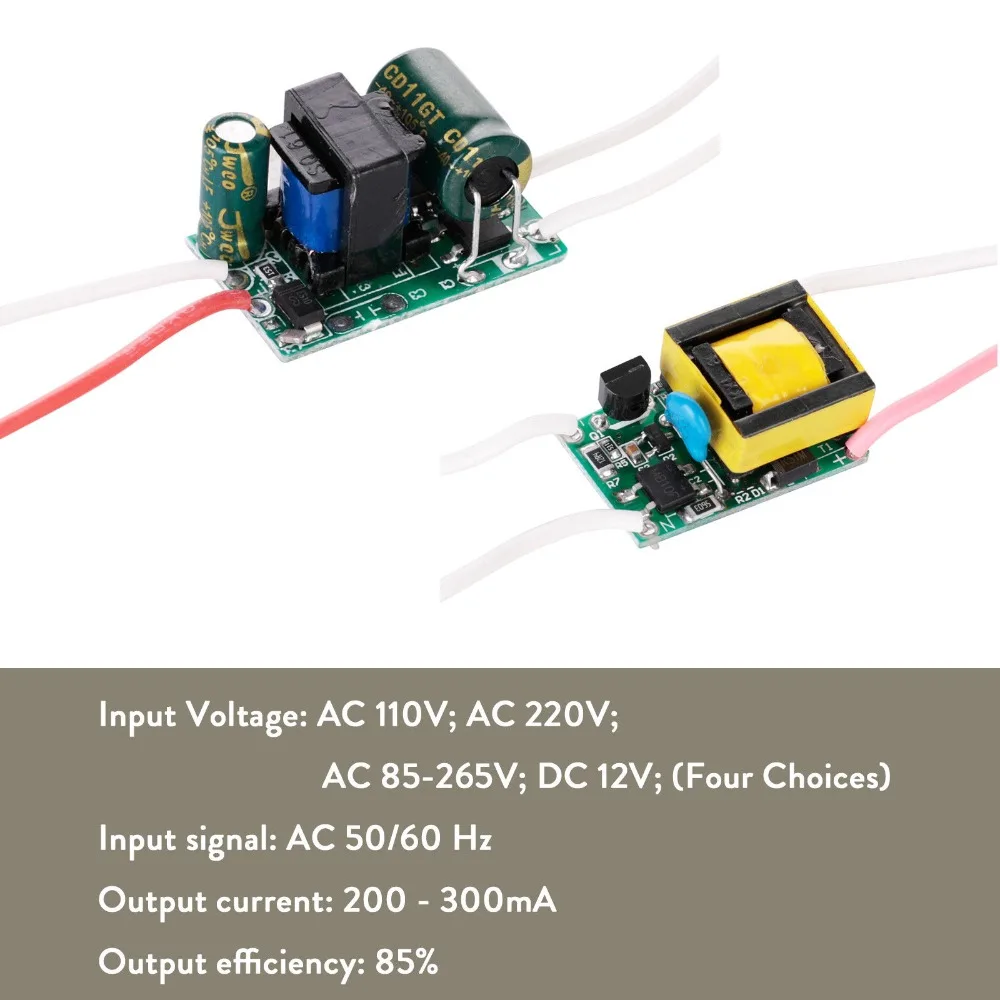 AC 85-265V Supply 200mA 300mA Power LED Driver Constant Current for 3W 4W 5W 7W Light Lamp Bulb Transformers Output 3-12V 12-26V | Лампы и