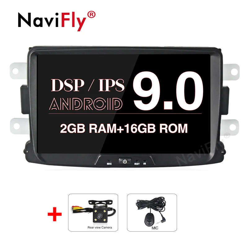 add camera NaviFly ips экран DSP Android 9,0 Автомобильный мультимедийный плеер для Dacia Duster Logan Sandero Lada Xray 2 с Wifi gps навигационный микрофон - Цвет: add camera