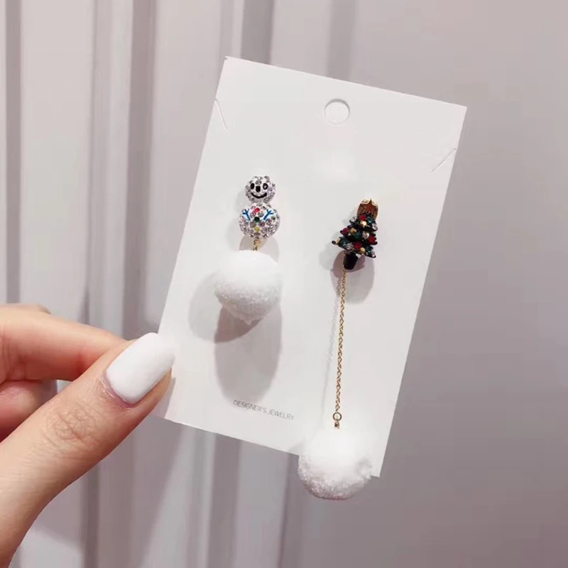 Женские асимметричные серьги-капельки MENGJIQIAO новые зимние рождественские серьги