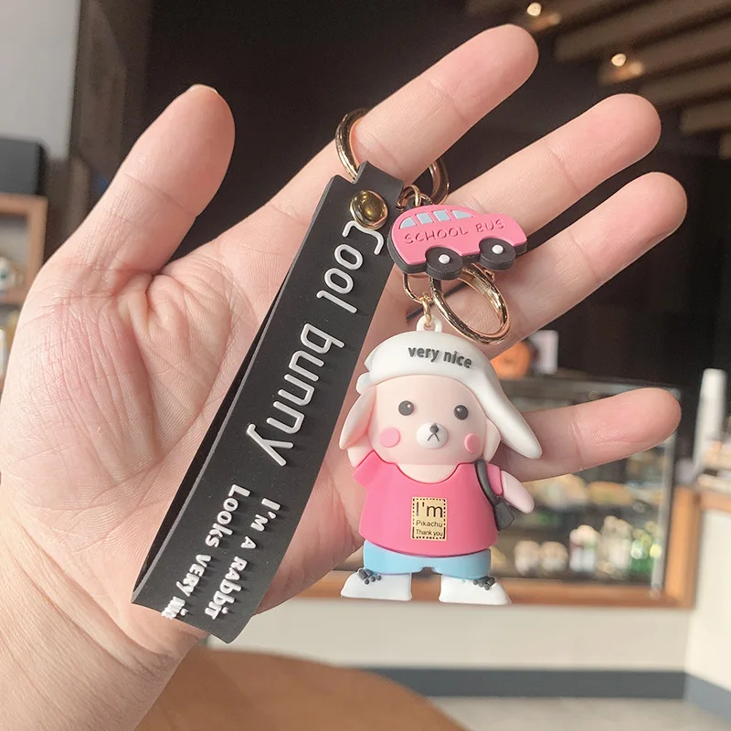 

Kawaii Bear Cartoon Girl Car Key Chain School Bag Pendant Doll Christmas Gift Keychain